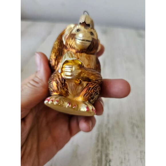 Old world OWC monkey banana glass ornament glitter Xmas tree - Picture 7 of 8